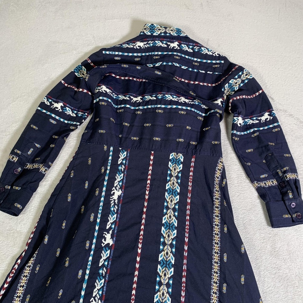 Finley Southwestern Horse Print Jacquard Belted Shirt Dress Womens Small USA - Picture 13 of 14